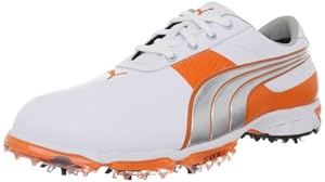 PUMA Men's Spark Sport 2 Golf Shoe,White/Puma Silver/Vibrant Orange,11.5 M US