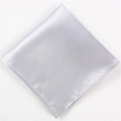 Men's Silk Satin Solid Color Pocket Square Hanky Hankerchief (Silver gray-5)