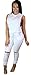 Kearia Women Casual Sleeveless Drawstring Knee Hole Long Pants Jumpsuits Rompers