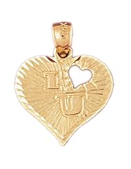 Dazzlers Solid 14k Gold I Love You Heart Charm Pendant Available in three colors from jewelsberry (weights: 1.1 grams only)