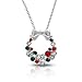 Bling Jewelry Fashion Sparkling Christmas Bow Red Green White Crystal Holiday Wreath Pendant Necklace for Women Teen Crystal Silver Plated