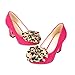 Charm Foot Fashion Bows Womens High Heel Chunky Heel Pumps Shoes