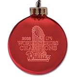 Philadelphia Phillies 2008 World Series Champions Laser Etched Glass Ball Ornament