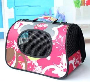 Outside Pink Flower Pet Dog Cat Carriers Soft Carrier for Small Dog Two Size (42L x 24W x 25H cm)