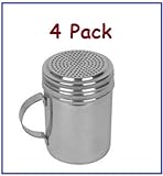 (4) Stainless Steel Dredges, Salt, Pepper, Spices, Confectionery Sugar, Etc. With Handle-4" High