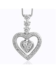 14k White Gold Diamond Heart Pendant Necklace (HI, I1-I2, 0.25 carat) [Jewelry]