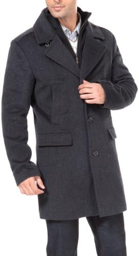 MODERM Men's 'Stephen' Cashmere Blend Bibbed Walking Coat - Charcoal XL