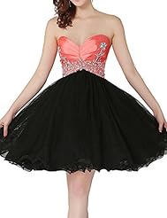 Strapless Fit-and-Flare Lace-Up Applique Beaded  Basque   Waistline Cocktail Short Satin/Tulle  Ball Gown Prom Dress/Mini Dress 