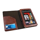 Amazon Kindle Fire Leather Case Cover Vintage Executive Book Folio with Dual Compartment + Stylus Holder (Brown)