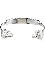 Sterling Silver/Rhodium Plated Diamond Beagle Bangle Bracelet -- LIFETIME WARRANTY