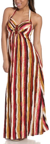 XOXO Juniors' Print Halter Medallion Maxi Dress,Brown Print,Medium