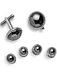 Tuxedo Cufflinks and Studs - Hematite Stone in Silver Setting