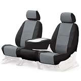 Coverking Custom-Fit Front Bucket Seat Cover - Leatherette Fabric, Black-Gray