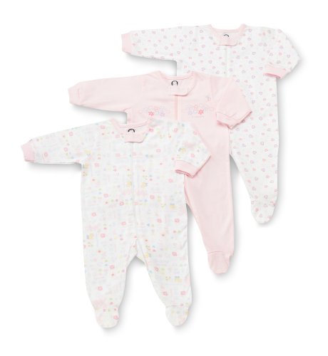Gerber 3-Pack Zip Front Sleep 'N Play - Girl 2009, 3-6 Months