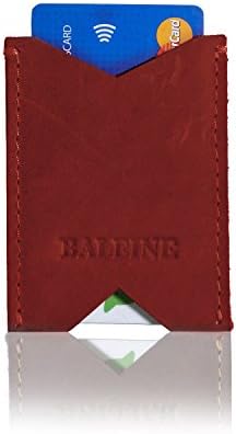 Credit Business Card Holder Sleeve Rustic Red Thick Genuine Leather Wallet Men Women