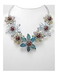 Mixed Colors Flower Glass Necklace In Zinc
