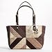 Authentic Coach Patchwork Chevron Signature/Leather Gallery Tote Bag 17614 Multi