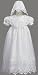 White Embroidered Organza Christening Baptism Gown with Bonnet - L (9-12 Month)