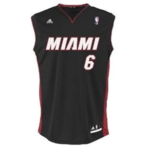 NBA Miami Heat Black Replica Jersey LeBron James #6, X-Large