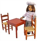 Country Square Kitchen Table with 2 Ladder-Back Chairs Perfect for American Girl 18