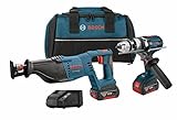 Bosch CLPK203-181 18V 2-Tool Combo Kit with 1/2" Hammer Drill/Driver, Reciprocating Saw, 2 Batteries