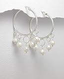 Sterling Silver Freshwater Pearl Hoop Earrings - Gems Couture