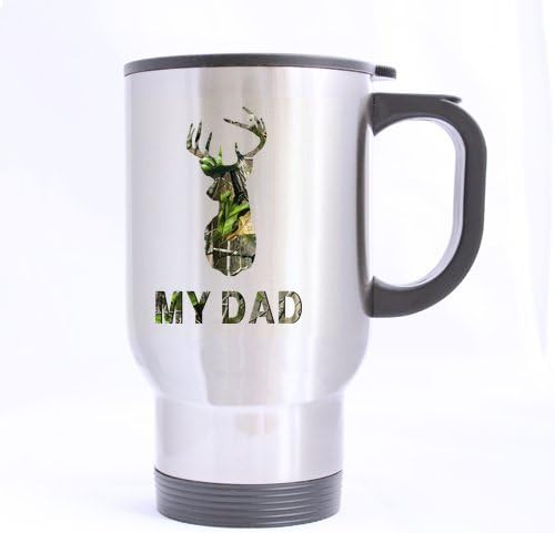 Funny Dad Mug - Top Style Forest Camouflage Camo Tree Deer Head My Dear/Deer Dad Travel Tea Cup - 14 Oz