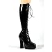 ELECTRA 5 Inch Stack Heel w/1 1/2 Inch Platform Boots Black Stretch Patent Pleaser