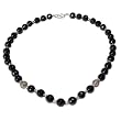 Silver Necklace Black Onyx Gemstone Jewelry 20 inches (gnklc314)