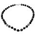 Silver Necklace Black Onyx Gemstone Jewelry 20 inches (gnklc314)