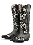 Lane Boots Margaret in Grey/Black Leather Fashion Cowgirl Boots