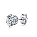 Areke Women's Stainless Steel Round Cubic Zirconia Rhinestone Stud Earring Hypoallergenic (8 Pairs) Color White