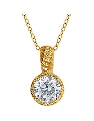 2.00 Ct Round H - I Diamond Yellow Gold Plated Sterling Silver Pendant