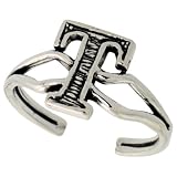 Sterling Silver Initial T Adjustable (Size 2.5 to 5) Toe Ring / Kid's Ring, 3/8 in. )9mm) wide