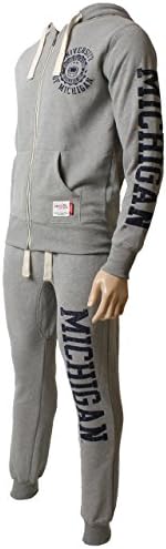 Amercan Freshman Men's Hooded Fleece Tracksuit Top & Bottoms Ath Grey Marl / Roding Medium