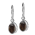 1.50 Ct Oval Brown Smoky Quartz 925 Silver French Wire Dangling Earrings