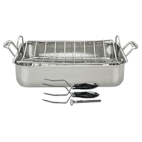 Cuisinart Chef's Classic Stainless 16-Inch Roaster with Rack and 3 Piece Roasting Set