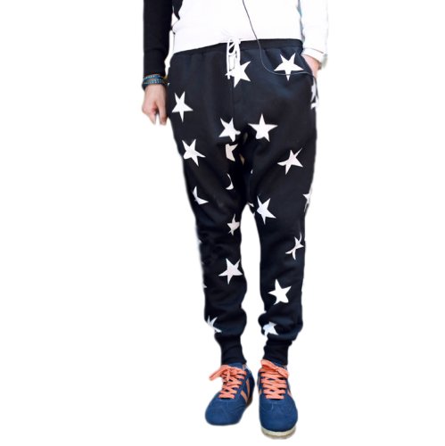 CNSELL Men's Star Printing Hip Hop Sweat Pants Harem Dance Jogger