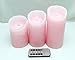Adoria Large Pink Candles Flameless Set 3,Real Wax Pillar Candles Remote and Timer-Dia3.15 xH4/5/6
