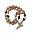 Anglican Prayer Beads, Rosary - Brown Fossil/Black Czech Glass Beads w/ Gold-filled Spacers