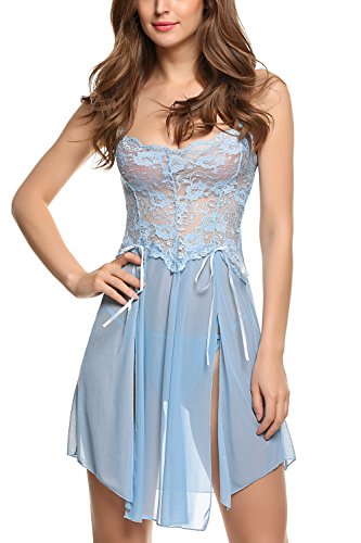 Avidlove Sexy Lingerie Womens Forky Nightwear Mesh Laace Chemises with G-string