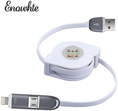 Enowhte 1pcs Retractable Dual USB to Micro USB and Lightning Adapter Charger Data Cable Lightning to USB Sync Charging Cable for Android Samsung S4 S5 S6 iPhone 5/5s 6/6 plus Ipad (White)
