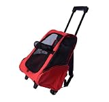 Pawhut Deluxe Pet / Dog Travel Carrier Backpack w/ Wheels – Red