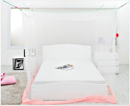 4 (Four) Corner Post Bed White Canopy Mosquito Insect Queen King Size Net