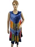 Boho Coverup Dress for Womens Blue Tie Dye Printed with Embroidered Top 42