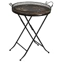 Flower Round Lift Off-Tray Table - Bronze