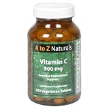 A to Z Naturals  Vitamin C, 500 mg, Vegetarian Tablets  , 250 tablets