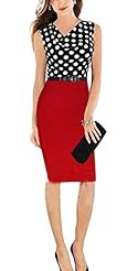 Polka Dot Print Cotton Bodycon Dress/Club Dress/Evening Dress/Party Dress 