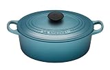 Le Creuset Cast Iron Oval Casserole, Teal, 29 cm