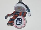 DETROIT TIGERS 2.5 Striped Snowman with Scarf Home Run Baseball CHRISTMAS ORNAMENT